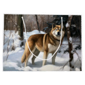 Akita Let It Schnee Weihnachten Große Geschenktüte (Rückseite)