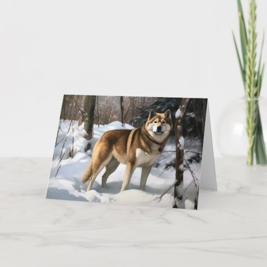 Akita Let It Schnee Weihnachten Karte (Vorderseite)