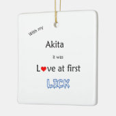 Akita Liebe Lick Keramikornament (Links)