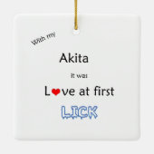 Akita Liebe Lick Keramikornament (Rückseite)