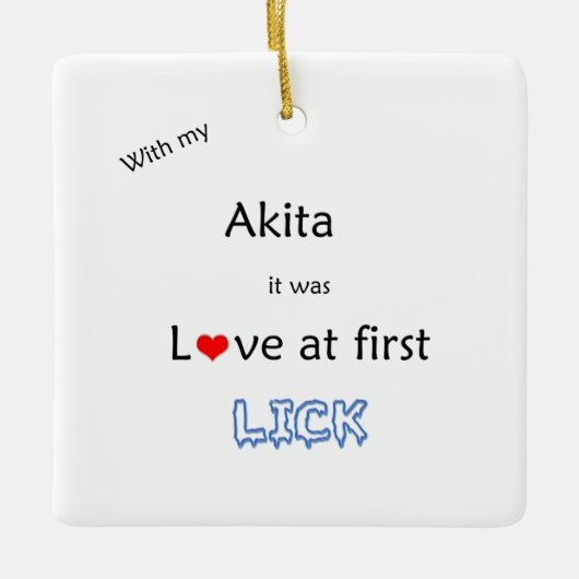 Akita Liebe Lick Keramikornament (Vorderseite)