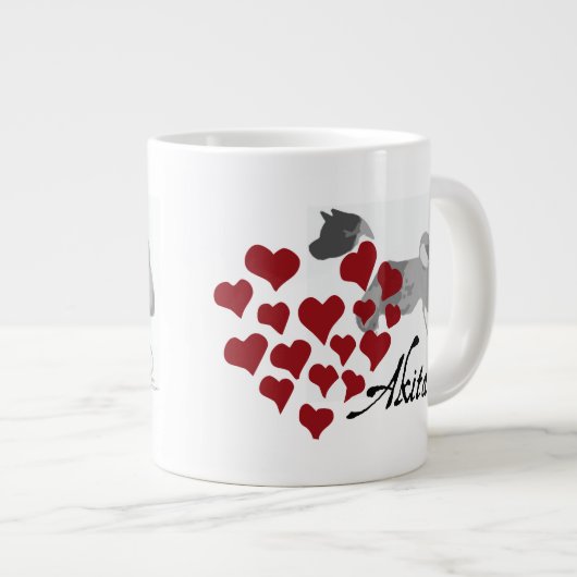 Akita Liebe Premium Jumbo Tasse (Vorderseite Rechts)