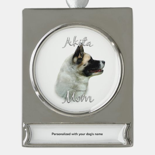 Akita Mama 2 Banner-Ornament Silber (Vorderseite)