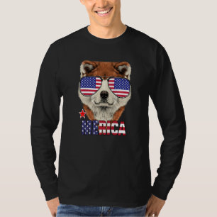 Akita Merica 4. Juli Amerikanische Flagge USA T-Shirt