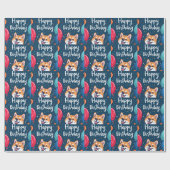 Akita mit Balloons Geburtstag Geschenkpapier (Flach)