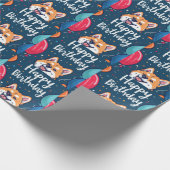 Akita mit Balloons Geburtstag Geschenkpapier (Ecke)