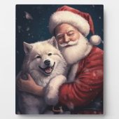 Akita mit dem Weihnachtsmann Weihnachten Fotoplatte (Vorderseite)