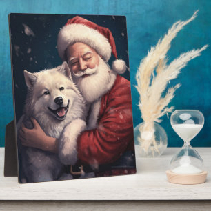 Akita mit dem Weihnachtsmann Weihnachten Fotoplatte