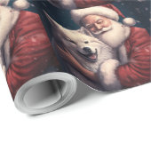 Akita mit dem Weihnachtsmann Weihnachten Geschenkpapier (Rolleneckpunkt)