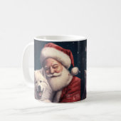 Akita mit dem Weihnachtsmann Weihnachten Kaffeetasse (Vorderseite Links)