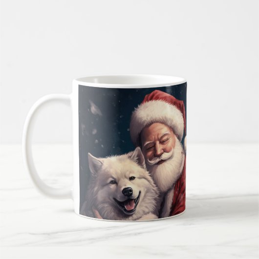 Akita mit dem Weihnachtsmann Weihnachten Kaffeetasse (Links)