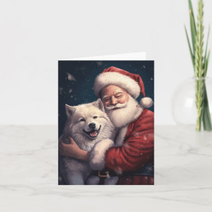 Akita mit dem Weihnachtsmann Weihnachten Karte