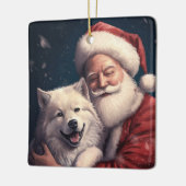 Akita mit dem Weihnachtsmann Weihnachten Keramikornament (Links)