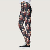 Akita mit dem Weihnachtsmann Weihnachten Leggings (Links)