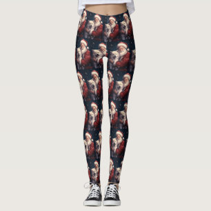 Akita mit dem Weihnachtsmann Weihnachten Leggings