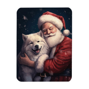 Akita mit dem Weihnachtsmann Weihnachten Magnet