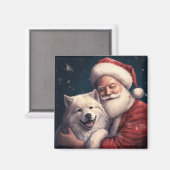 Akita mit dem Weihnachtsmann Weihnachten Magnet (Vorderseite/Rückseite)