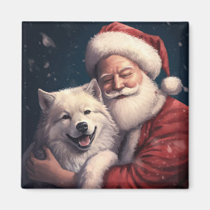 Akita mit dem Weihnachtsmann Weihnachten Magnet