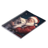 Akita mit dem Weihnachtsmann Weihnachten Notizblock (Linke Seite)