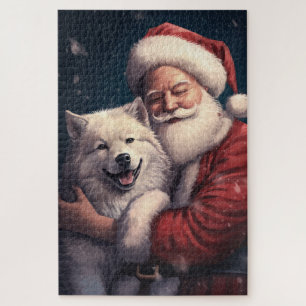 Akita mit dem Weihnachtsmann Weihnachten Puzzle