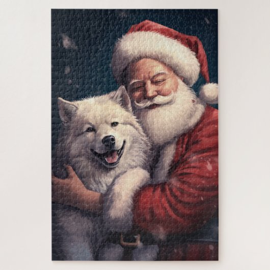Akita mit dem Weihnachtsmann Weihnachten Puzzle (Vertikal)