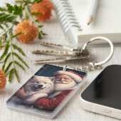Akita mit dem Weihnachtsmann Weihnachten Schlüsselanhänger (Vorderseite rechts)