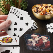 Akita mit dem Weihnachtsmann Weihnachten Spielkarten (In Situ)