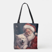Akita mit dem Weihnachtsmann Weihnachten Tasche (Rückseite)