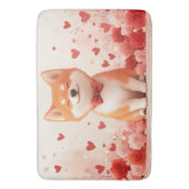 Akita mit Rose - Valentinstag Badematte (Vorderseite Vertikal)