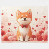 Akita mit Rose - Valentinstag Fleecedecke (Vorderseite (Horizontal))