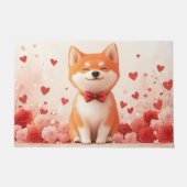 Akita mit Rose - Valentinstag Fußmatte (Vorderseite)