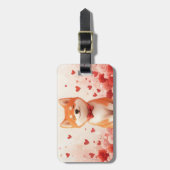 Akita mit Rose - Valentinstag Gepäckanhänger (Vorderseite vertikal)