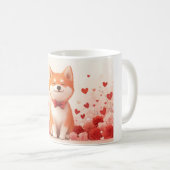 Akita mit Rose - Valentinstag Kaffeetasse (VorderseiteRechts)