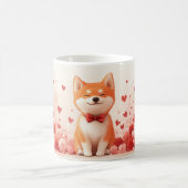 Akita mit Rose - Valentinstag Kaffeetasse (Mittel)