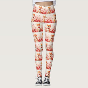 Akita mit Rose - Valentinstag Leggings
