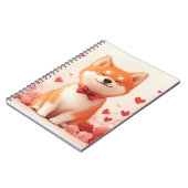 Akita mit Rose - Valentinstag Notizblock (Linke Seite)