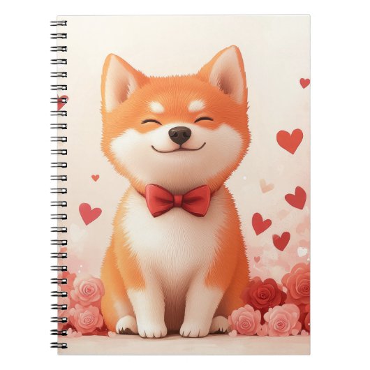 Akita mit Rose - Valentinstag Notizblock (Vorderseite)