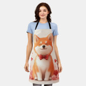 Akita mit Rose - Valentinstag Schürze (Getragen)