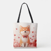Akita mit Rose - Valentinstag Tasche (Rückseite)