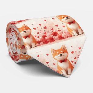 Akita mit Rosen - Valentinstag Krawatte