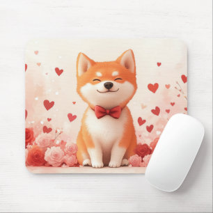 Akita mit Rosen - Valentinstag Mousepad