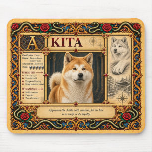 Akita, mittelalterliche Bestiarien-Kunst Mousepad