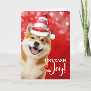 Akita oder Shiba Inu Dog entleash die Freude Weihn Feiertagskarte
