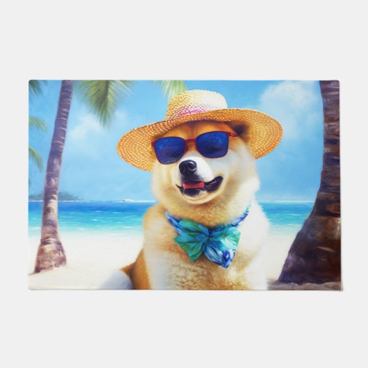 Akita on Beach, Sommergeschenk für Hundefreunde Ge Fußmatte (Vorderseite)