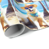 Akita on Beach, Sommergeschenk für Hundefreunde Ge Geschenkpapier (Rolleneckpunkt)