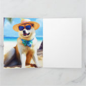 Akita on Beach, Sommergeschenk für Hundefreunde Ge Karte (Innenseite)