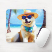 Akita on Beach, Sommergeschenk für Hundefreunde Ge Mousepad (Mit Mouse)