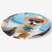 Akita on Beach, Sommergeschenk für Hundefreunde Ge Pappteller (Schrägansicht)