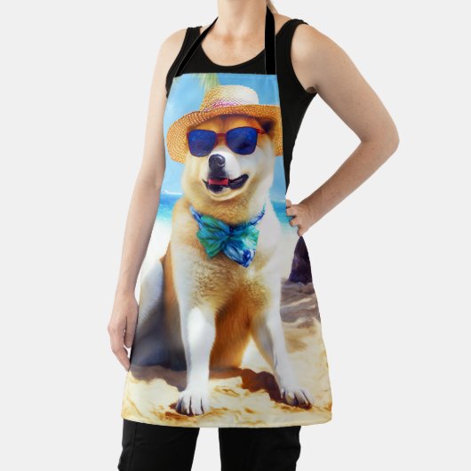 Akita on Beach, Sommergeschenk für Hundefreunde Ge Schürze (InSitu)