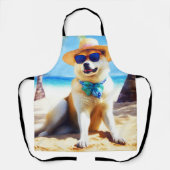 Akita on Beach, Sommergeschenk für Hundefreunde Ge Schürze (Vorderseite)